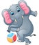 Elephant cartoon kicking a ball