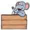 Elephant cartoon with a wooden sign