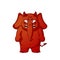 Elephant. Character. Angry red with horns. Devil. Big collection of elephants. Vector, cartoon