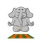 Elephant. Character. Does yoga. Big collection of isolated elephants. Vector, cartoon.