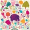 Elephant and colorful spring pattern