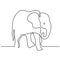 Elephant continuous one line drawings set