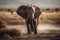 Elephant in the desert. Neural network AI generated