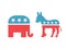 Elephant and Donkey in american national colors. Isolated signs of Democratic Party and Republican Party of United States. America