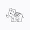 Elephant doodle icon. Drawing by hand. Vector illustration.