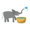 Elephant drinking water from pot cartoon