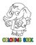 Elephant engineer ABC coloring book. Alphabet E