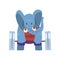 Elephant exercising with a barbell, funny sportive wild animal character doing sports vector Illustration on a white
