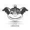 Elephant face beatific smile logo and white background