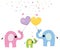 Elephant family baby greeting card vector