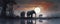 Elephant Family Serenity: Majestic Herd Gathers by the Lake at Twilight for Tranquil Moments, ai generative