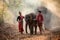 Elephant family in Surin walking in forest at Chang