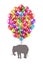 Elephant flying on colorful balloons