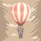 Elephant hang on hot air balloon. Abstract illustration for your greeting card or tattoo design. Vector illustration.