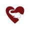 Elephant heart shape concept vector logo design.