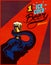 Elephant holding ice cold beer glass on head with trunk, pub advertising poster