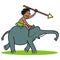 Elephant and hunter, humorous vector illustration, eps.