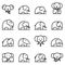 Elephant icons set, outline style