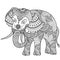 Elephant illustration, coloring doodle. Colouring book.