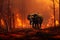 Elephant inside a Burning Forest symbolizing the Urgent Message of Deforestation Climate Changer and Global Warming. Ai generated