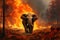 Elephant inside a Burning Forest symbolizing the Urgent Message of Deforestation Climate Changer and Global Warming. Ai generated