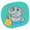 Elephant in Jeans Pants Holding Bag of Money