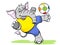 Elephant kicking football