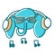 Elephant listening to music with hearpodes in cartoon flat style