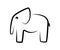 Elephant logo. Creative linear animal logotype. Outlined elephant, wildlife or zoo. Jpeg illustration