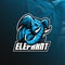 Elephant mascot logo design vector with modern illustration concept style for badge, emblem and tshirt printing. angry elephant