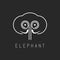 Elephant mockup logo, abstract geometric silhouette of animal