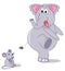 Elephant and mouse on a white background