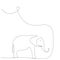 Elephant near tree line drawing, vector illustration