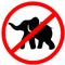 Elephant not allowed prohibition red circle warning road sign, i