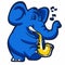 Elephant playing saxophone cartoon