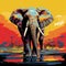 Elephant In Pop Art Style: Saturated Palette, Vibrant Colorscape, And Strong Composition
