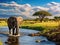 Elephant in river in Serengeti National Park