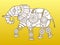 Elephant robot color fashion vector illustration