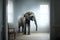 elephant in the room, neural network generated photorealistic image