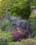 Elephant sculpture in a garden in front of a house in Dallas, Texas.