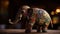 Elephant sculpture, ornate decoration, multi colored wood craft generated by AI