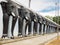 Elephant sculptures at the wall of Sri Lankan stupa