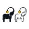 Elephant shaped piggy bank icons with gold