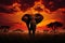 Elephant silhouette Majestic creature stands tall against African sunset canvas