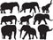 Elephant silhouette Set