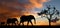 Elephant silhouette at sunset