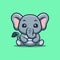 Elephant Sitting Gaming Cute Creative Kawaii Cartoon