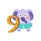 Elephant Standing Next To Number Nine Stylized Funky Animal