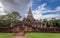 Elephant statue around pagoda at ancient temple Wat Chang Lom at Srisatchanalai historical park, Sukhothai, thailand