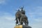 The elephant statue in the blue sky,Monument of King Naresuan at Suphanburi province in Thailand